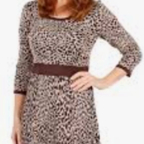 Nina Leonard Animal Print Sweater Dress - Size Large - Picture 2 of 7